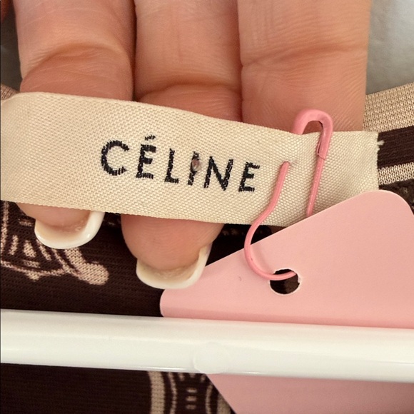 Celine Brown and Cream Trimoph Short Sleeve Top - Picture 3 of 4